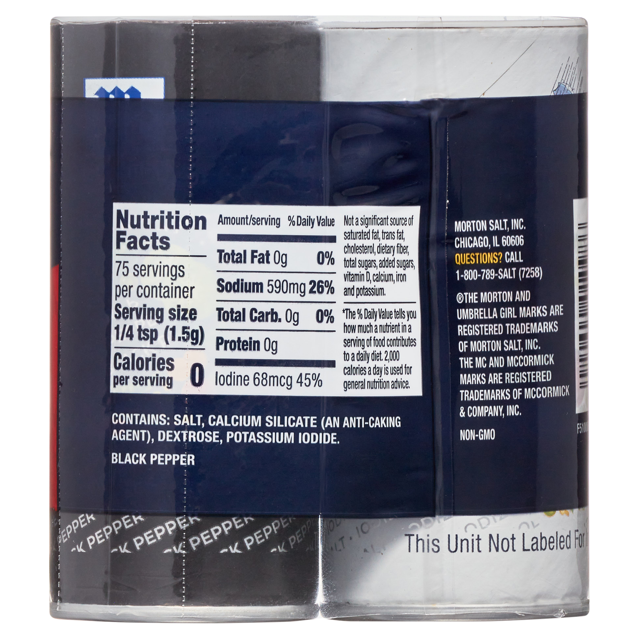 Morton Salt Iodized Salt & McCormick Black Pepper, 5.25 oz Shaker Set