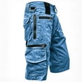 thumbnail image 6 of lcziwo Solid Color Shorts Men with Zip Pockets Denim Holiday Outdoor Trunks Beach Fishing Travel Work Shorts Blue L, 6 of 8