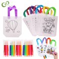 thumbnail image 2 of Juego de bolsas para pintar a mano para niños, saco de tela no tejida para grafiti, con rotuladores para rellenar dibujos, juego de manualidades, 5 unidades, GYH qym unisex, 2 of 2