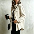 thumbnail image 5 of Domzest Womens Corduroy Shirt Jacket Button Down Frayed Hem Lapel Shirt Jackets 2026 Fall Casual Oversized Outerwear with Chest Pocket Beige XL, 5 of 6