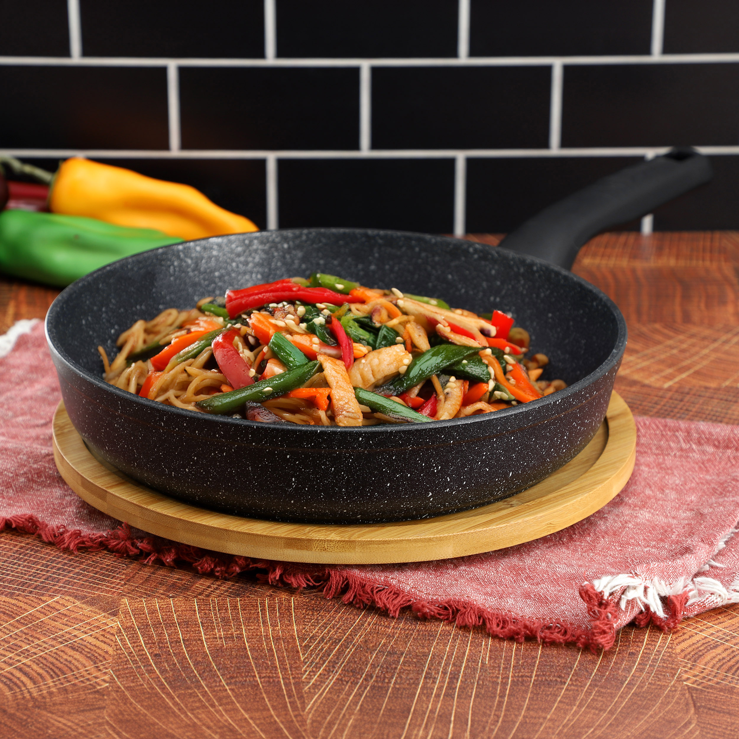Korkmaz Ornella Nonstick 10 Inch Aluminum Frying Pan in Granite Black