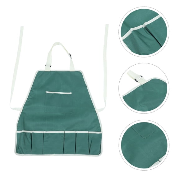 CRAFTHROU 1Pack Children Apron Green Canvas for Gardening and Housekeeping 52x48.5cm