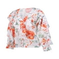 thumbnail image 3 of AMERTEER Women Button-down Ruffle Shirt V-neck Long Sleeve Blouse, 3 of 8