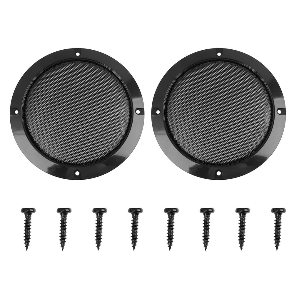 2pcs 5" Black Round Car Speakers Cover Steel Mesh Audio Subwoofer Grill