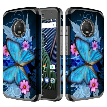 Motorola Moto G5 Plus Case, Moto G (5th Gen) Slim Hybrid [Shock/Impact Resistant] Dual Layer Protective Case Cover - Blue