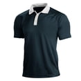 thumbnail image 4 of Bibifish Mens Polo Shirts Light Blue Body White Lapel Collar Button Placket Shirts Mens Spring Summer Basic Daily Tops, 4 of 4