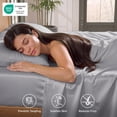 thumbnail image 4 of U by Bedsure 100% Rayon Derived from Bamboo Queen Sheet Set, 4 Piece Cooling 16" Deep Pocket Soft Bed Sheets, Silver Gray, 4 of 9
