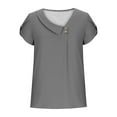 thumbnail image 6 of CheerKidz Women's Short Sleeve Button T-Shirt Printed Casual Blouse Loose Fits Fashionable Summer Tops Lightweight Breathable(Gray,XL), 6 of 6