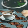 thumbnail image 3 of Ambesonne Spring Fitted Round Tablecloth, Butterfly Vintage Abstract, 40"- 44" Diameter, Burnt Orange and Pale Teal, 3 of 5