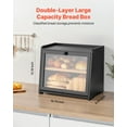 thumbnail image 2 of VEVOR Double Layer Bread Box for Kitchen Counter Bamboo Storage Bread Container Black, 2 of 9