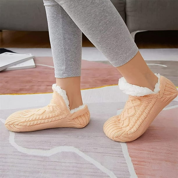 Indoor Floor Non-Slip Thermal Socks,Woven and Velvet Indoor Socks