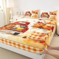 thumbnail image 5 of Manfei Framhouse Red Fall Truck Bed Sheets for Kids, Autumn Bird Gingham Full Size Sheets, 4-Piece, 1 Flat Sheet, 1 Fitted Sheet and 2 Pillowcases, 5 of 6