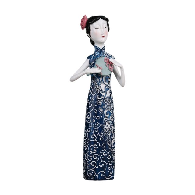 Figura china Qipao Figurine Lady China Figurina Estatua de resina Photo Photo para el gabinete de dormitorio 115x7x365cm