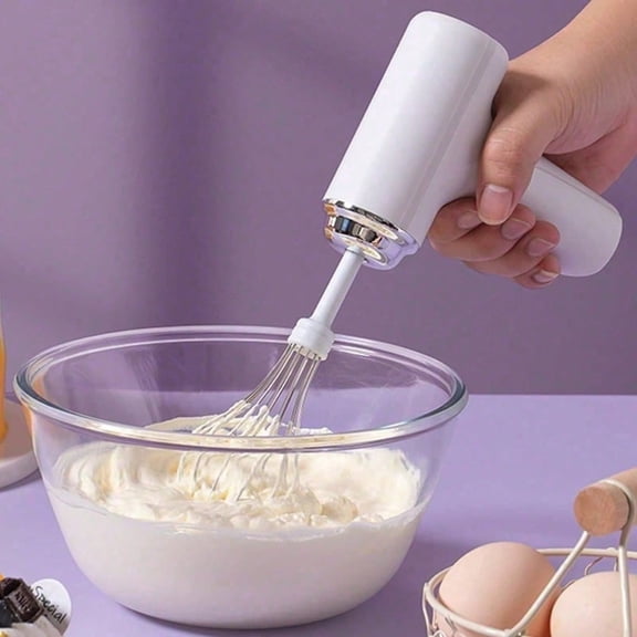 Cordless Electric 3-Speed Hand Mixer with Stainless Steel Beaters, Type-C Rechargeable for Kitchen