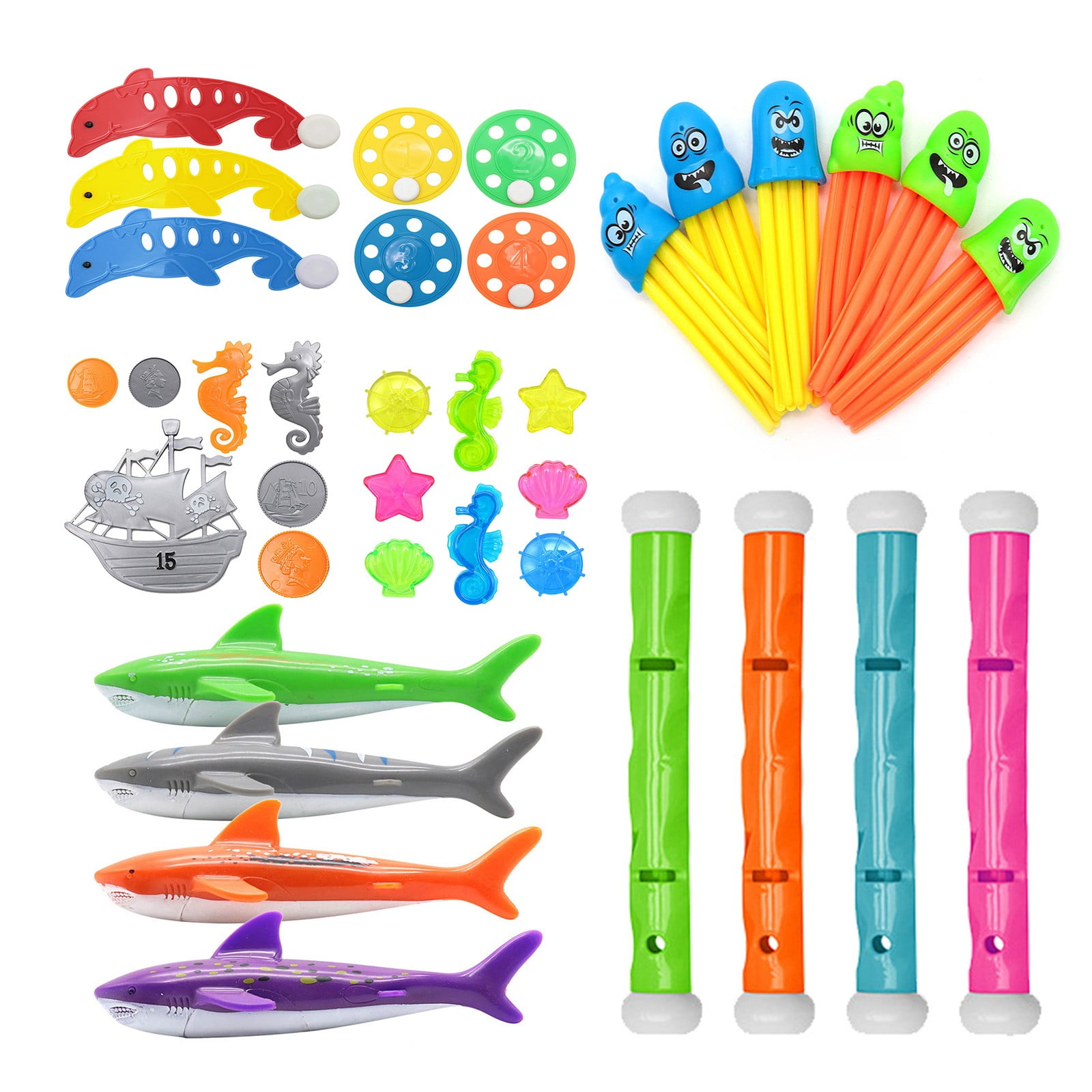 Fonwoon Swimming Pool Diving Toys for Kids Sinking Toys Set Underwater