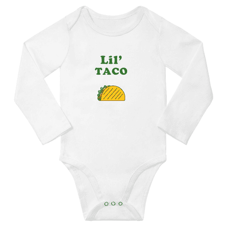 

Cute Infant Long Romper Lil Taco Food Funny Long Jumpsuit (White 3-6 Months)