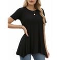 thumbnail image 2 of MOYIKO Women's Short Sleeve Swing T-Shirt Flowy Asymmetrical Hem Tee Loose Fit Casual Tops, 2 of 7
