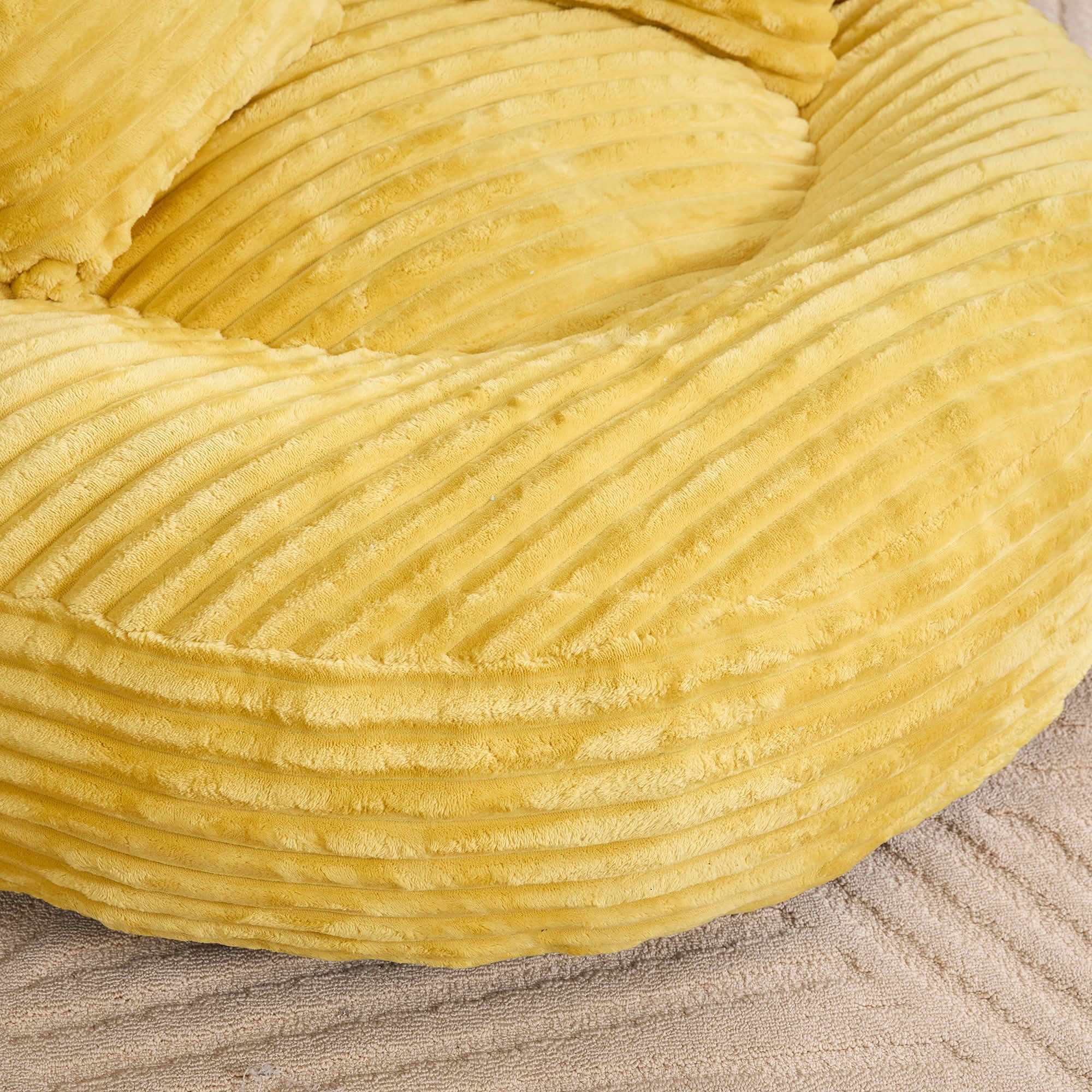 MAYEERTY Bean Bag Chair for Adults, Cozy Corduroy Lounger with High-Density Foam, No Assembly, Mustard yellow