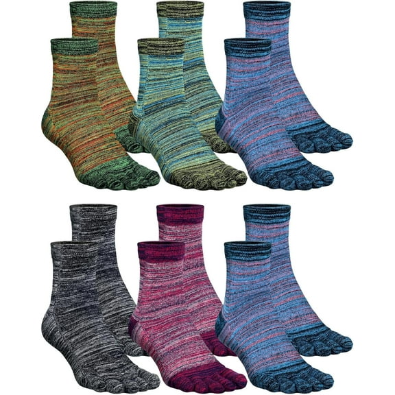 Women Toe Socks Cotton Crew Breathable Socks with Toes for Women Men Athletic Running