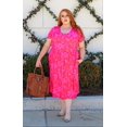 thumbnail image 2 of TIYOMI Womens Plus Size Dress Hot Pink Floral Summer Elegant Dress Short Sleeve V Neck Dress Hawaiian Vacation Holiday Maxi Dress Casual Loose Fit Dress XL 14W 16W, 2 of 7