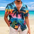 thumbnail image 2 of Shirt For Men Casual Fashion Summer Short Sleeve Buttons Printed T Shirt TopM, 2 of 5