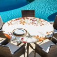 thumbnail image 6 of Orange Blue Pumpkin Fall Round Tablecloth, Fitted Table Cover with Elastic for 36"-44" Round Tables, Thanksgiving Floral Leaves Table Cloth Outdoor Indoor Dinning Party Waterproof Tablecloths, 6 of 7
