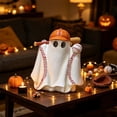 thumbnail image 6 of Halloween Baseball Ghost Statue, 6 Inch Cute Resin Figurine Spooky Sports Tabletop Decor for Shelves, Desks, and Home, 6 of 6