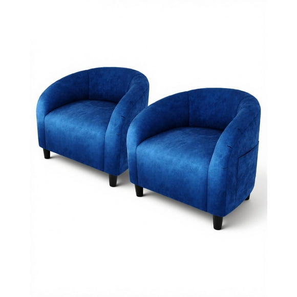 Garvee Accent Chair Set of 2, Barrel Chair, Modern Club Chair with Padded Seat and Sturdy Legs,Blue
