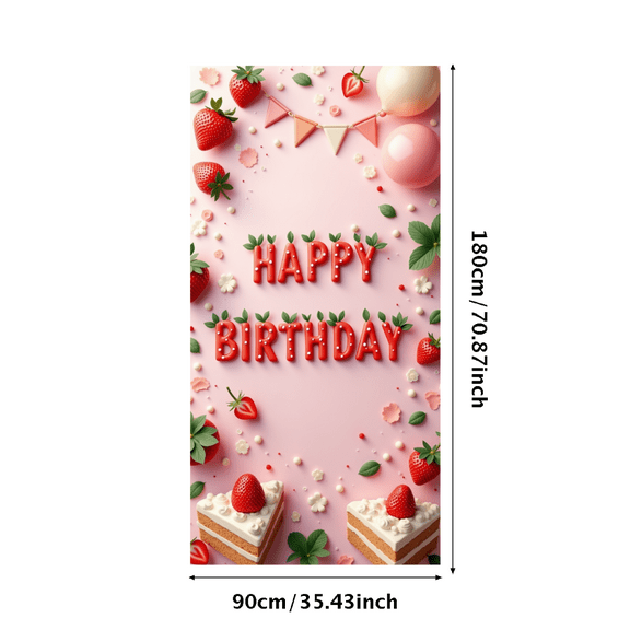 Colorful Design Banner Strawberry Theme Cake Decoration Party Prop for Birthday Celebration Kids Event Indoor Decoration