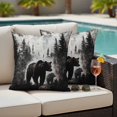 thumbnail image 2 of Outdoor Pillow Cover Forest Bears Black Set of 2 Waterproof Throw Pillowcases Oil Painting Decorative Patio Furniture Pillows for Couch Garden Indoor & Outdoor Use, 2 of 9