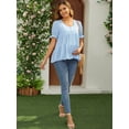 thumbnail image 2 of DARING DIVA Women's Maternity Ruffle Short Sleeve Casual Tiered Shirt L Blue, 2 of 7