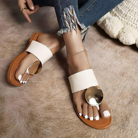 

KBODIU Sandals Women Athletic Comfortable Outdoor Sandals with Arch Support Walking Sandals for Women Sandals All-match Flat Slippers Non-slip Outdoor Sandals for Spot/Beach/Travel/Home Beige 36