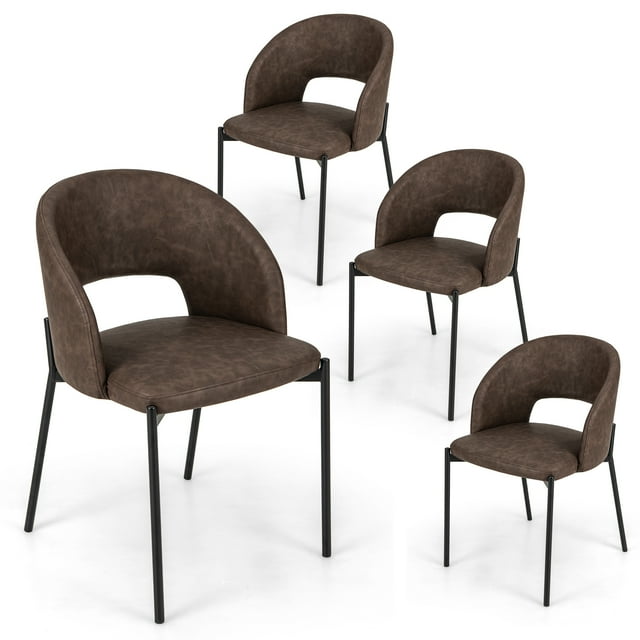 Costway Dining Chair Set of 4 with High-density Sponge Cushion Sturdy X-shaped Frame