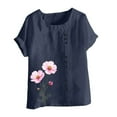 thumbnail image 2 of Cilsoka Black Shirts for Women Dressy Casual Summer Tops for Women 2025 Vacation Trendy V Neck Oversized Graphic Tees for Women Vintage Pink Blouse for Women Dressy Casual, 2 of 3