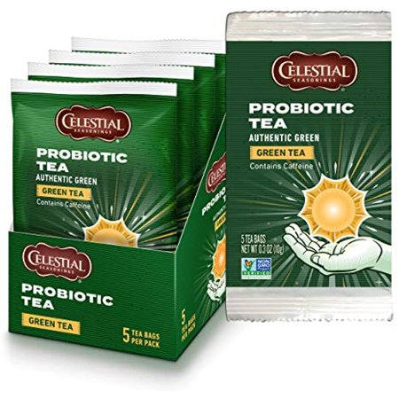 Celestial Seasoning Green Probiotic Tea, Authentic Green, Contains Caffeine, 5 Tea Bags (Pack Of 24)