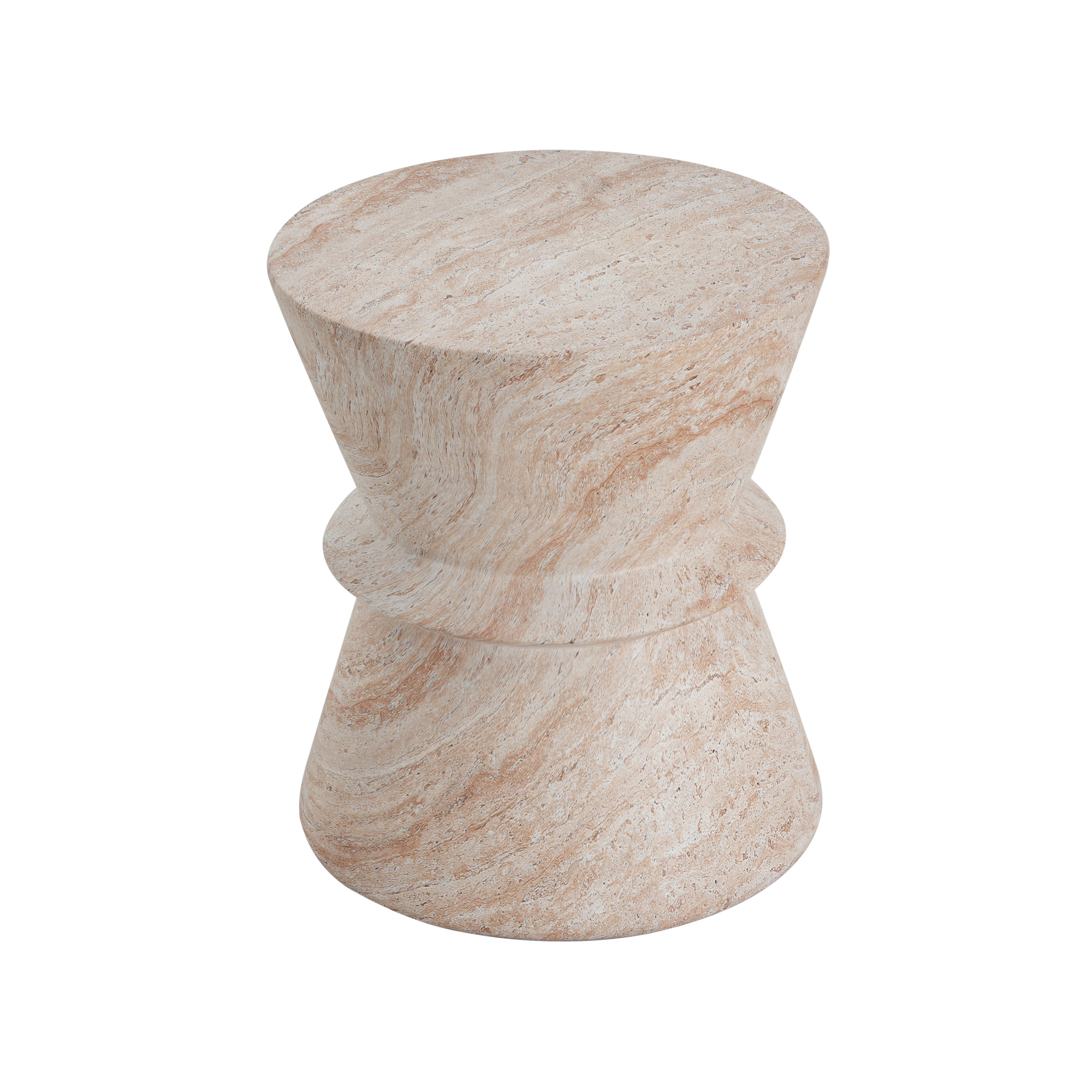 Mintazer 18" H Hourglass Shaped MGO Side Table, Modern Accent Table with Drum Base, Patio End Table for Patio Living Room, Beige
