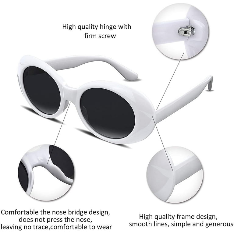 FEISEDY White Clout Goggles, Retro Oval UV Protection, Round Lens