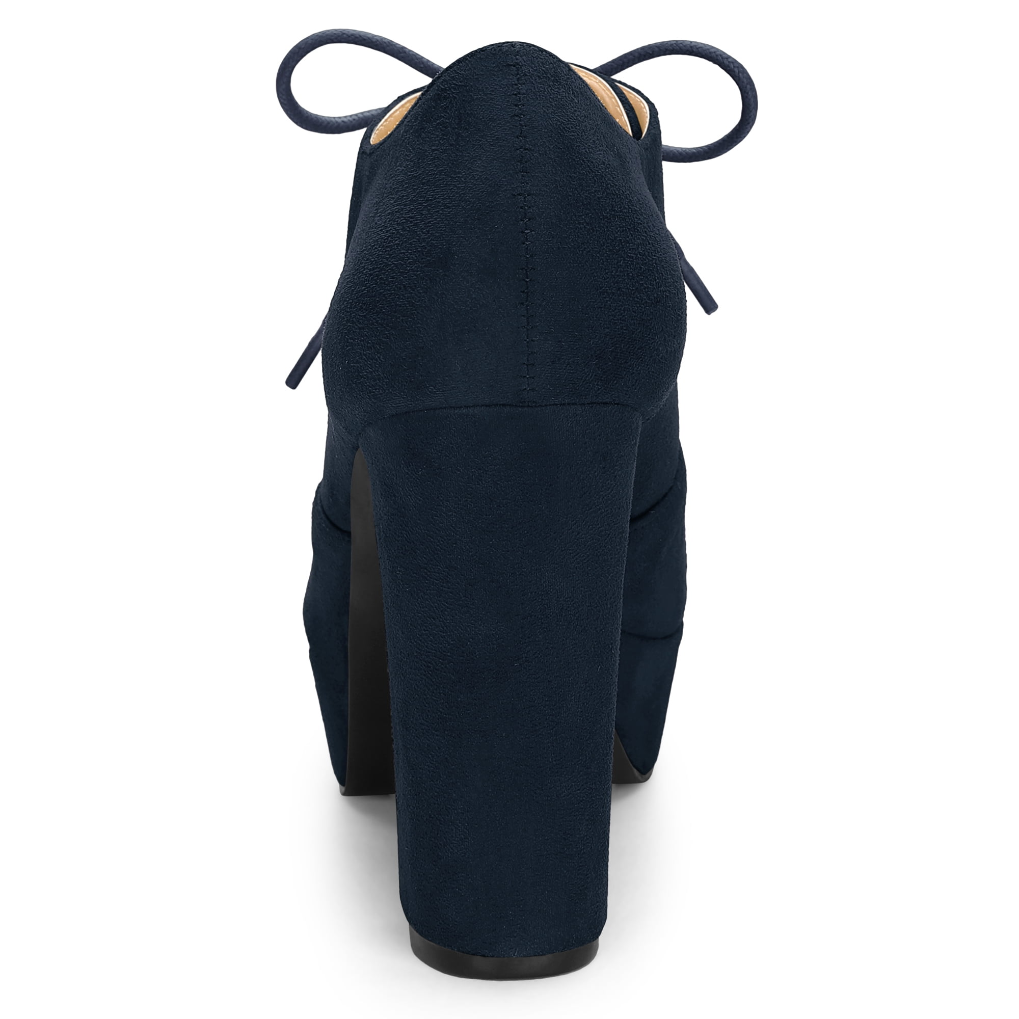 DARING DIVA Chunky Heels Round Toe Lace Up Ankle Booties Navy Blue 10