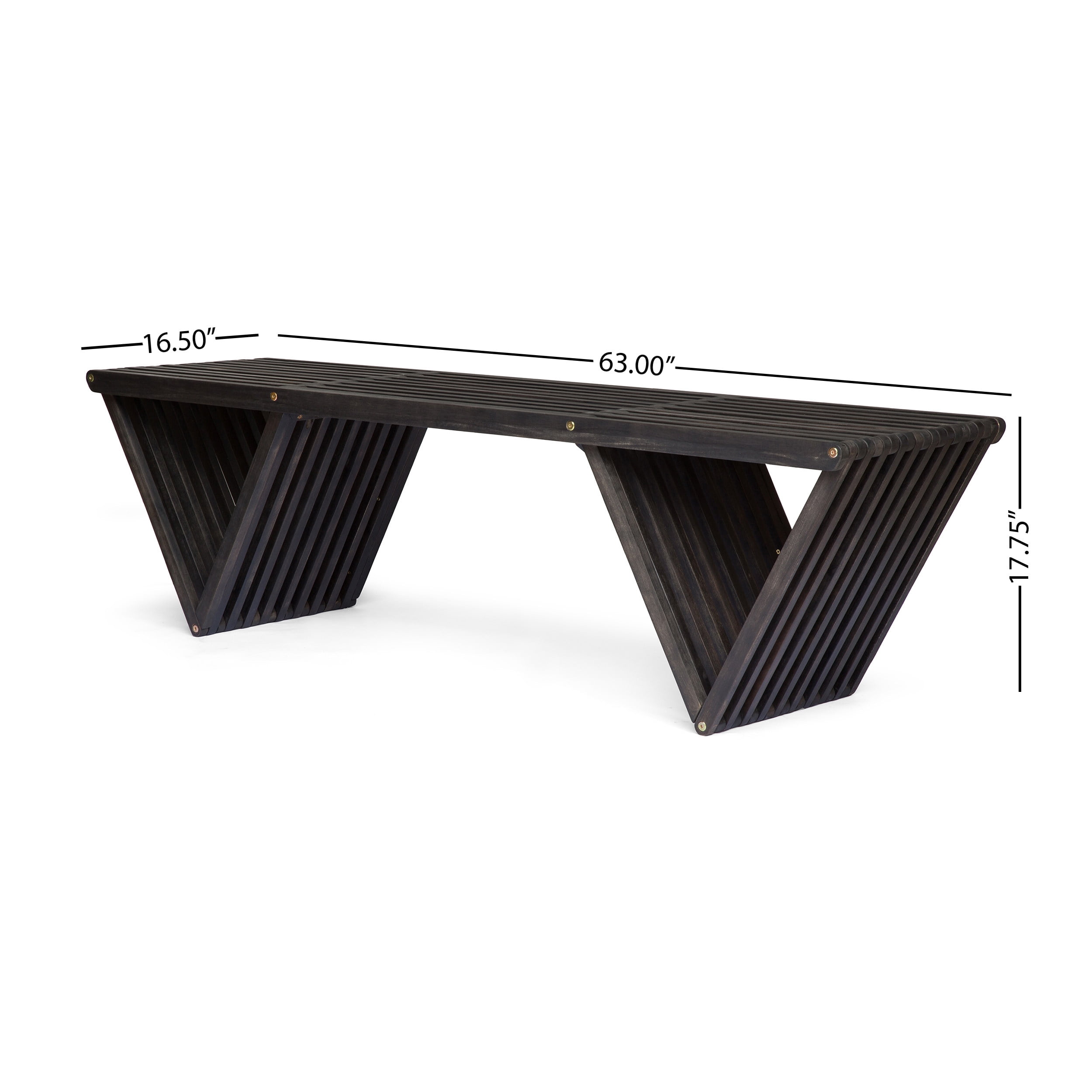 Outdoor Leisure Rest Bench, Solid Acacia Wood Outdoor Seat for Patio Garden, Dark Gray