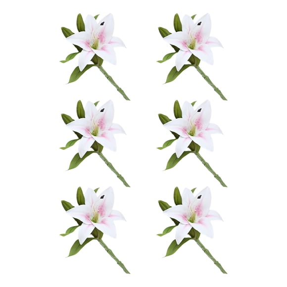 Flores artificiales Bearachild 6 Piezas Lirio blanco rosa HA084319-05