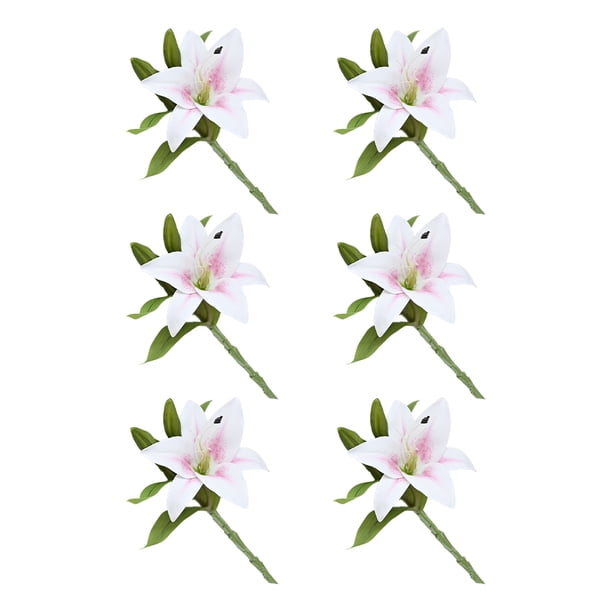 Flores artificiales Inteprter 6 Piezas PVC blanco rosa