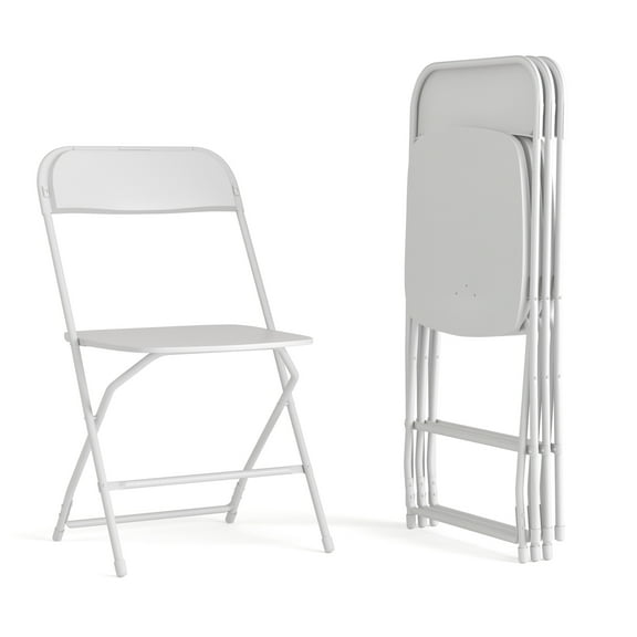 Flash Furniture Hercules Series Big & Tall Adult Stackable Plastic Folding Chairs, Set of 4, White