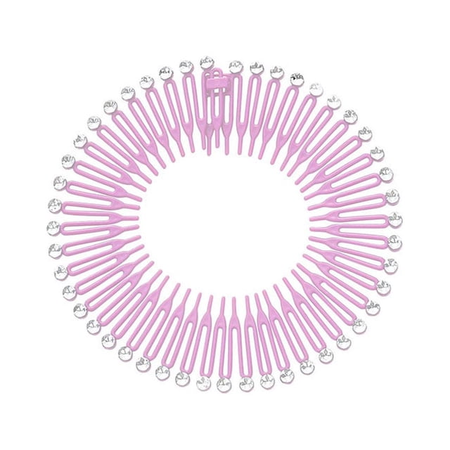 Seitruly Peine elástico entrelazado con circulares completos para mujer, peines de cristal flexibles, soporte para diadema, banda para Cuidado del cabello Rosado