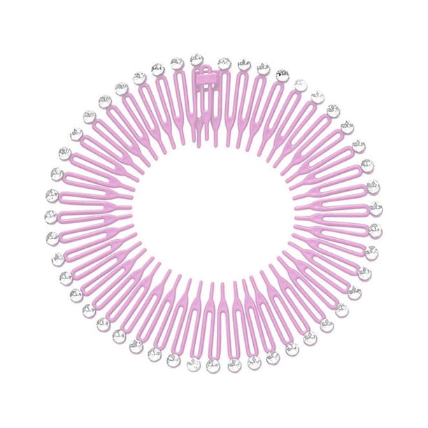 Vogacara Peine elástico entrelazado con circulares completos para mujer, peines de cristal flexibles, soporte para diadema, banda para la cabeza, Cuidado del cabello Rosado Vogacara CE012375-07