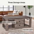 thumbnail image 3 of MINCETA Coffee Table,Modern Wooden Rectangle Coffee Tables with Storage,2 Drawer Center Table for Living Room,Drifted Gray, 3 of 6
