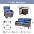 thumbnail image 6 of POCASSY 5-Piece Patio Furniture Set with Fire Pit Table, Luxury High Back Rattan Wicker Outdoor Conversation Set with 5-inch Thick Seat Cushion Sofa and Swivel Glider Patio Chair for Porch, 6 of 17