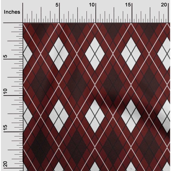 oneOone Viscose Jersey Maroon Fabric Argyle Check Dress Material Fabric Print Fabric By The Yard 60 Incheses Wide