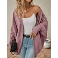 thumbnail image 5 of Womens Oversized Soft Knit Cardigan Sweater with Pockets Pink XL, 5 of 7