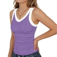 thumbnail image 3 of UAMVSH Women's Summer Tank Tops Color Block Casual Sleeveless V Neck T-Shirt Soft Slim Fit Ribbed Knit Tanks Going out Outfits, 3 of 5
