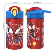 Zak Designs 15.5 oz Kids Water Bottle Stainless Steel with Push-Button Spout and Locking Cover, Marvel Spider-Man